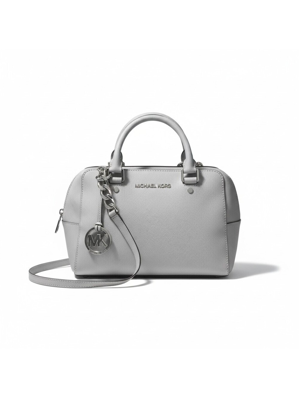 Michael Kors Cynthia Saffiano Satchel Pearl Grey + Strap